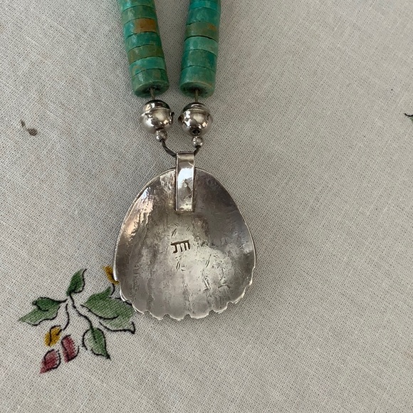 Vintage Southwestern Turquoise and Sterling Silver Necklace - Picture 3 of 4